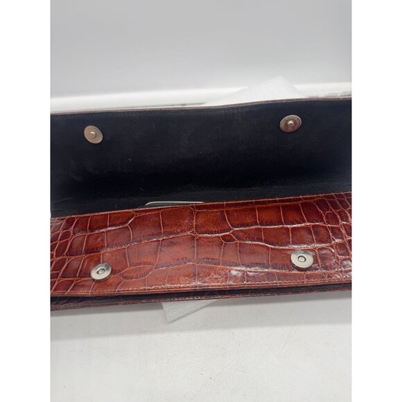 Vintage Glen Miller for Ann Turk Long Envelope Style Purse Bag Brown with Silver - Picture 6 of 9